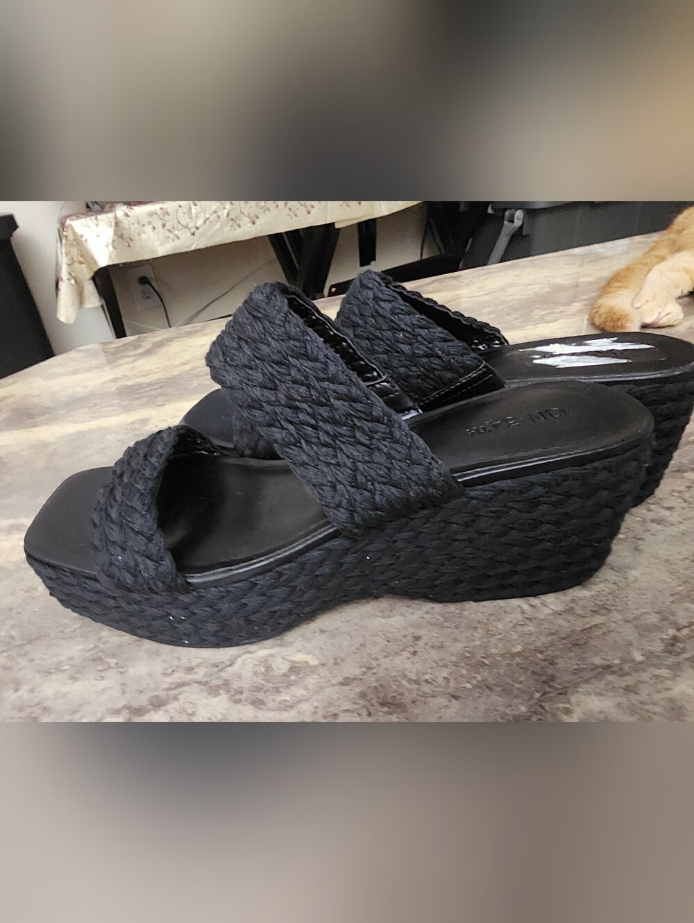 Black Woven Platform Sandals - 10M